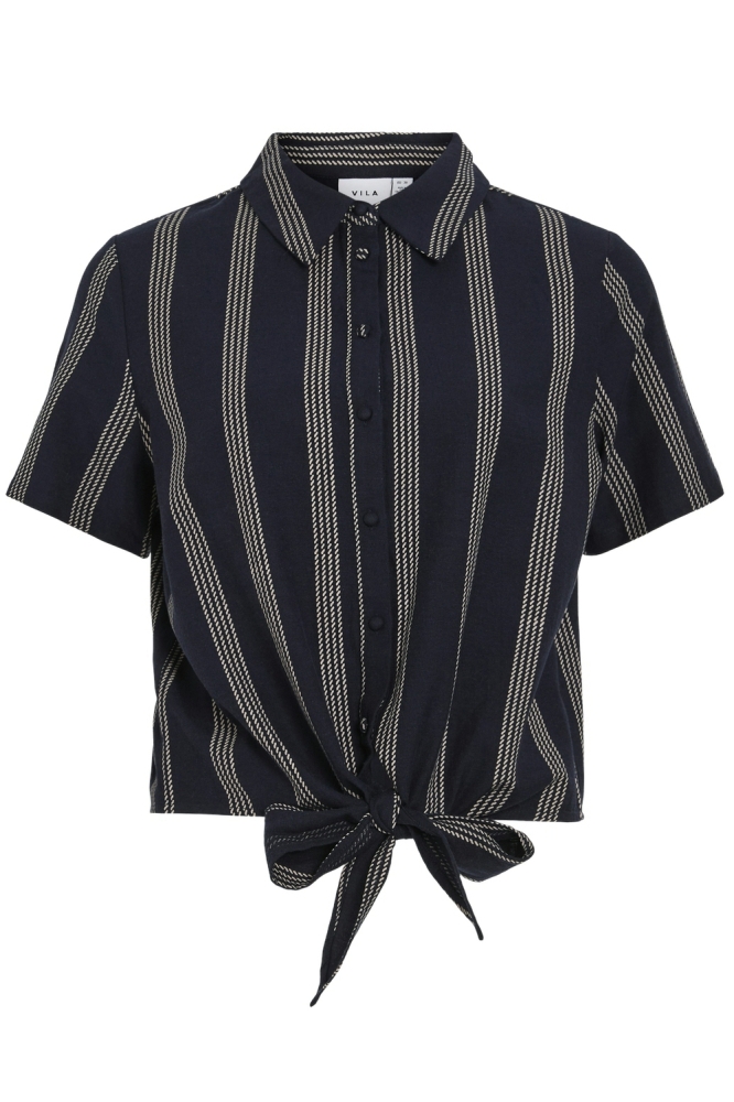 VIPRISILLA PRINT S/S KNOT SHIRT/1 14105067 NAVY BLAZER
